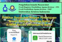 PELATIHAN PENYUSUNAN PROGRAM PEMBELAJARAN REMAJA BERBASIS TEKNOLOGI DIGITAL, KERJA SAMA PROGRAM STUDI MAGISTER PENDIDIKAN AGAMA KRISTEN UNIVERSITAS KRISTEN INDONESIA DENGAN GEREJA HKBP RESORT JATISAMPURNA BEKASI