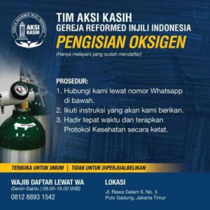 Gereja Reformed Injili Indonesia (GRII) Gelar Tim Aksi Kasih Pengisian Oksigen Gratis