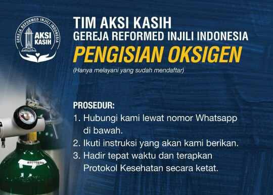 Gereja Reformed Injili Indonesia (GRII) Gelar Tim Aksi Kasih Pengisian Oksigen Gratis